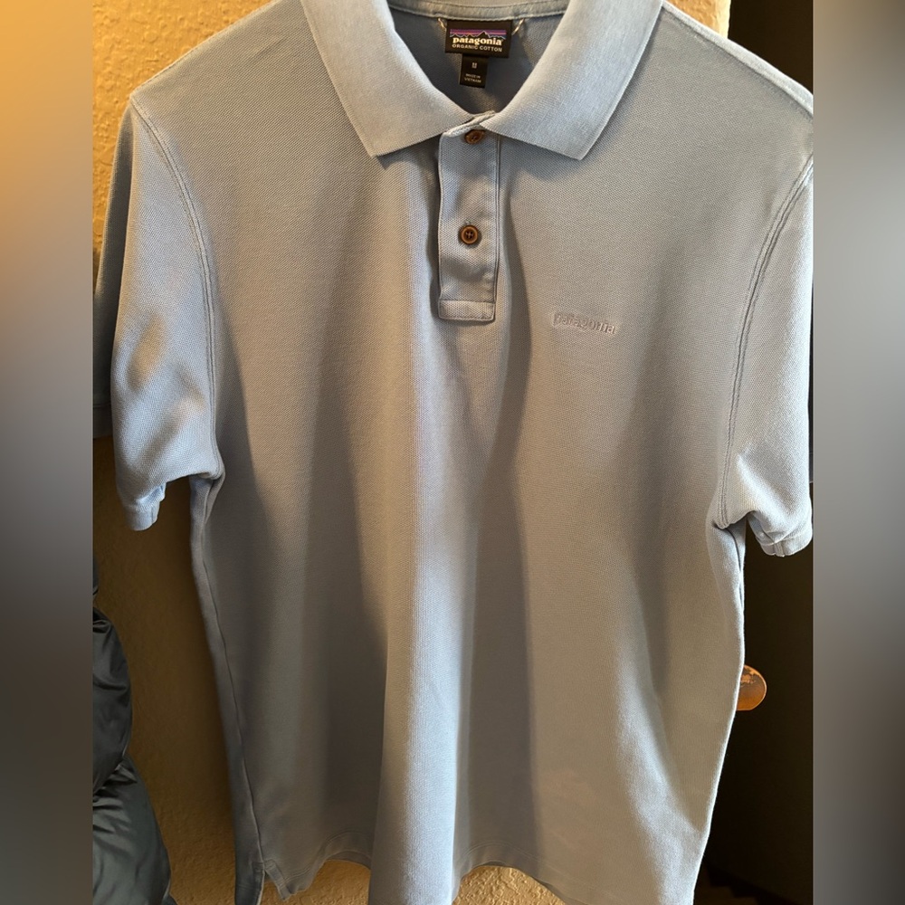 Patagonia Men’s Organic Cotton Polo light blue